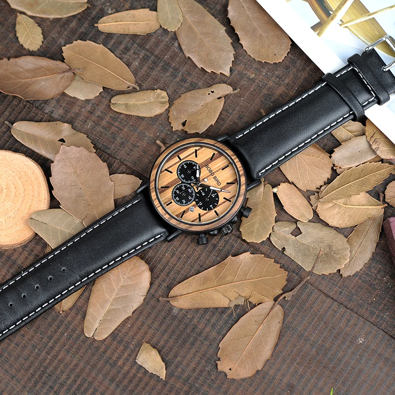 Zegarek męski drewniany na bransolecie Bobo Bird Max P09-1 bransoleta 15 Drewniany zegarek Bobo Bird Max P09-2