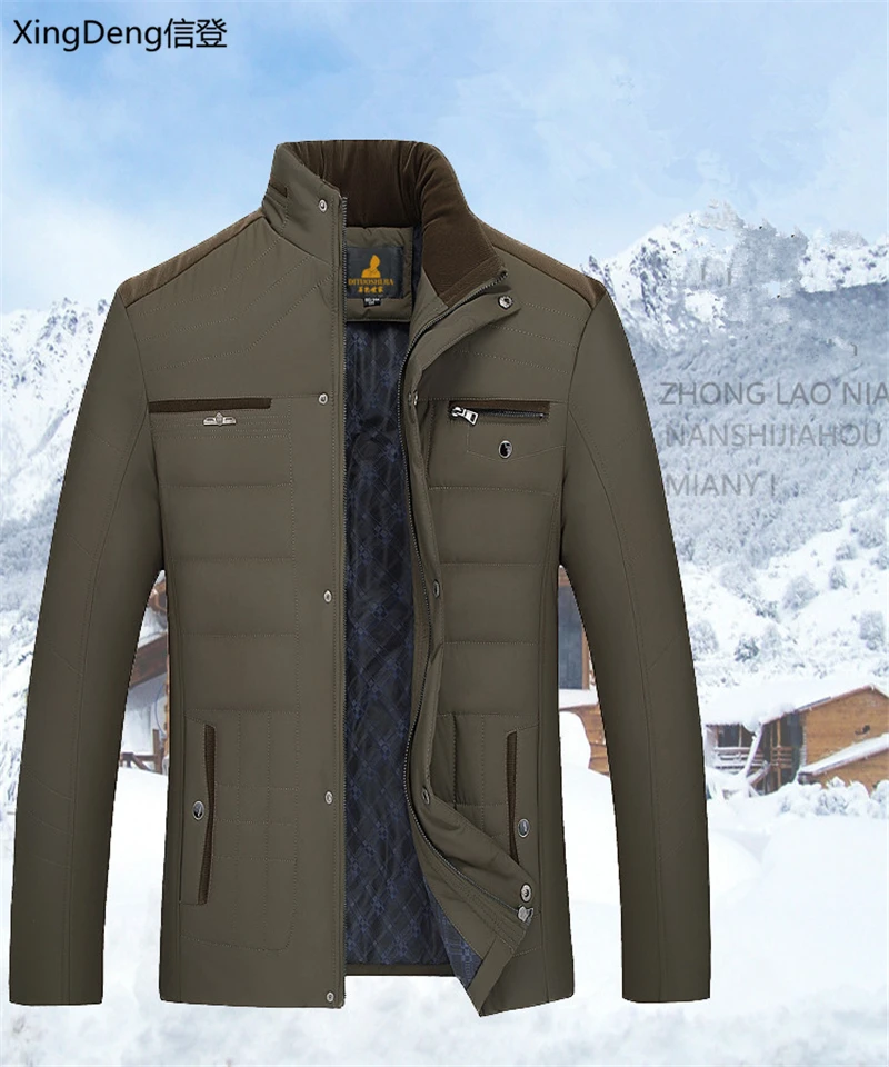 XingDeng новая хлопковая мужская зимняя куртка, модные куртки, повседневная верхняя одежда, зимняя теплая куртка с воротником, Брендовое пальто, парки, большие размеры
