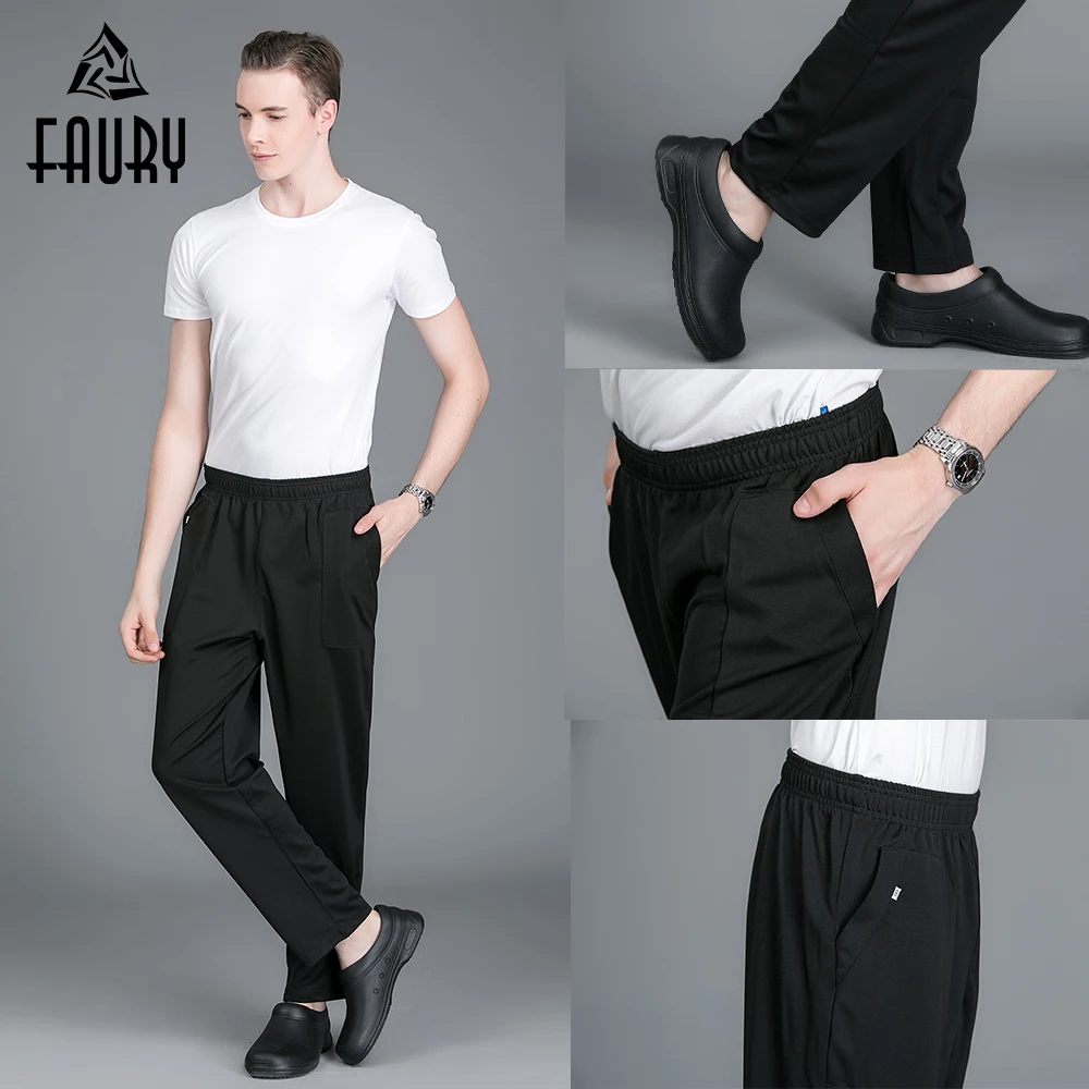 

Elastic Waist Chef Pants Wholesale Kitchen Wear Long Trousers Clothes Thick Cozinha Men Women Hotel Work Restaurant Comfy