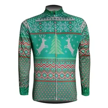 

2016 Latest Christmas Elk Style Mens Long Sleeve Cycling Jersey Gear Bike Riding Tops Outfits Sweater Unique Garments