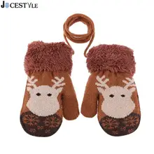 Милые детские вязаные перчатки для мальчиков и девочек; зимние теплые эластичные перчатки с принтом оленя; повседневные аксессуары; подарок для детей; мягкие перчатки