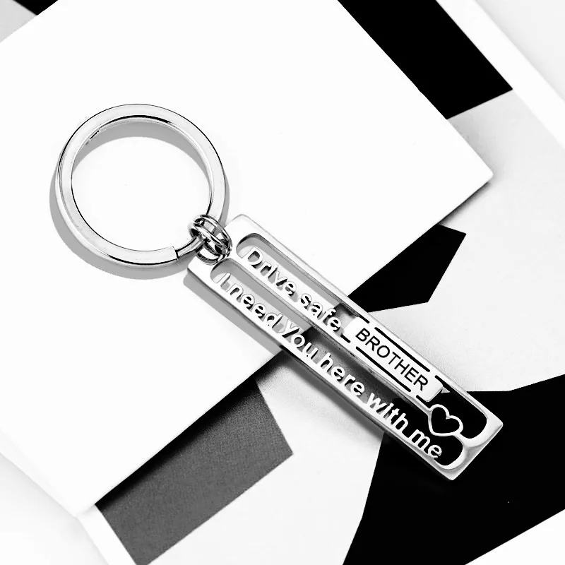 New Family Series Stainless steel Hollow Carved Keychain Drive Safe I need you Letters Car Keyring Gift for Brother | Украшения и