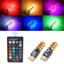 Novo carro universal led t10 w5w rgb cob 12smd colorido multi modo com controle remoto flash/strobe carro conduziu luzes de afastamento t10