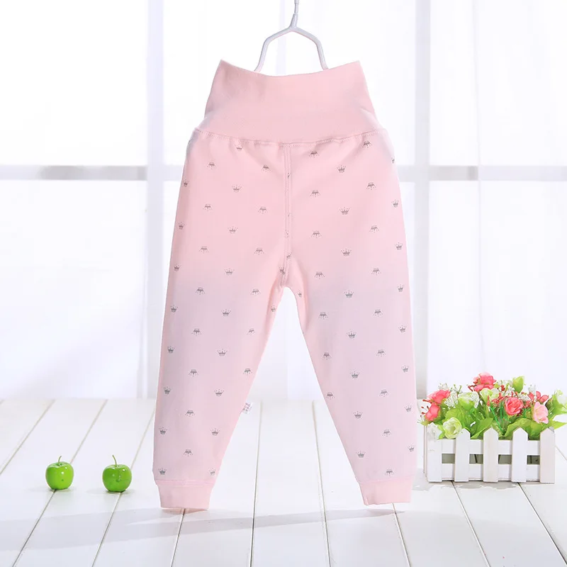 Весна-Осень, новая одежда из хлопка для малышей детские брюки с высокой талией, дизайн, уход за ребенком, Окружность живота, хлопок, двойного назначения, ge - Цвет: Розовый