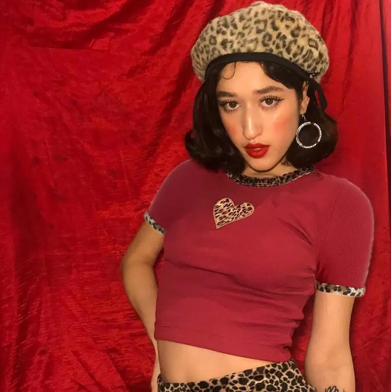 

2019 spring new leopard love short t-shirt