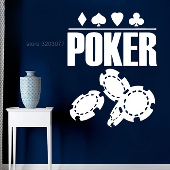 

Poker Wall Decal Play Cards Chips Casino Motivational Poster Wall Sticker Wall Art Decor Self Adhesive Mural P309