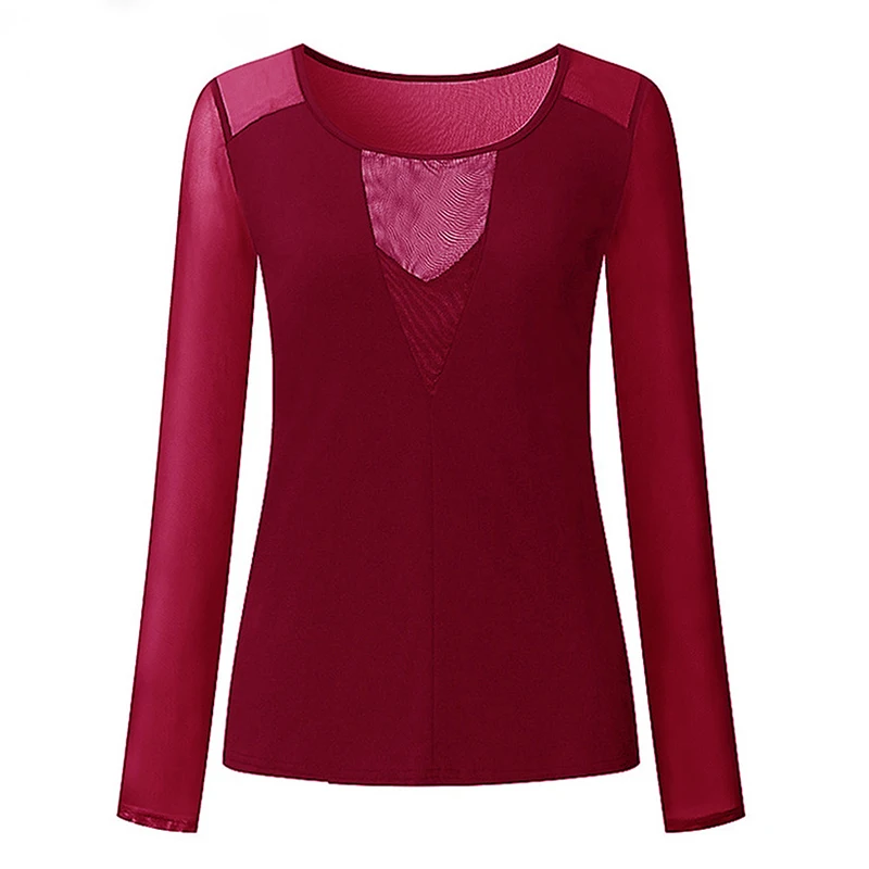 Camisa das Mulheres Sexy Perspectiva de Malha Transparente Com Decote Em V Manga Comprida Camisa Sheer Camisa das Mulheres Top T Camisa das Mulheres Sexy Perspectiva de Malha Transparente Com Decote Em V Manga Comprida Camisa Sheer Camisa das Mulheres Top T