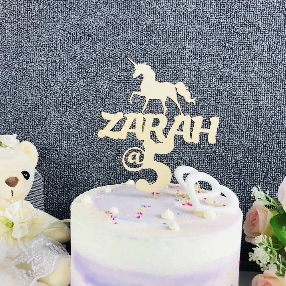 

Personalized Unicorn Happy Birthday Cake Topper,Custom name and age Cake Topper,Decoration Birthday Party Supplies Of The Kids