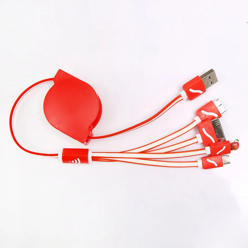 متعددة الوظائف Usb تمديد تلسكوبي واحد ل أربعة تهمة خط متعددة الأغراض الهاتف المحمول المعكرونة متعددة كابل الشاحن