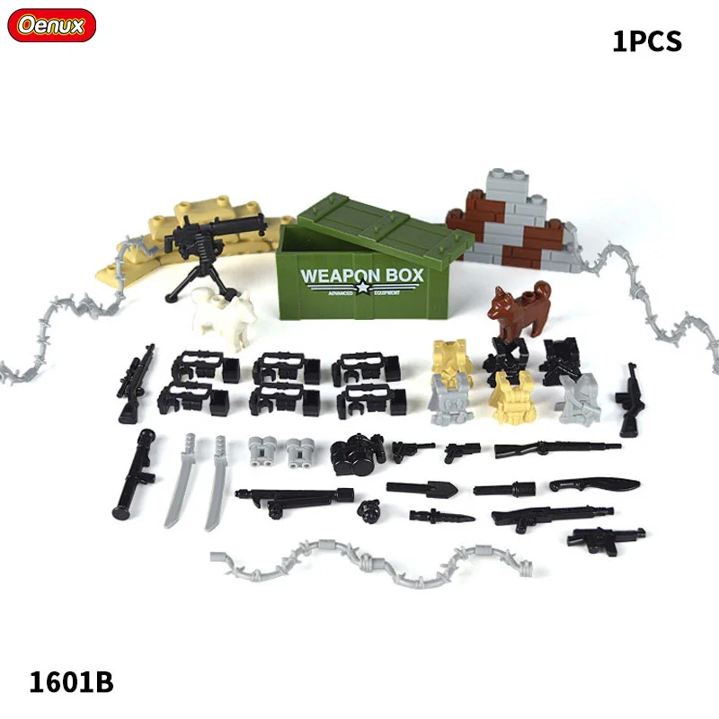 Oenux, новинка, 6 шт., WW2, мини, США, армейский солдат, фигурка, военный строительный блок, набор, WW2, военная модель оружия, MOC, кирпичная игрушка для детей - Цвет: Weapon Set 2