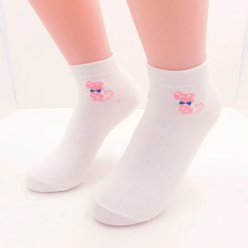 Новые модные носки женские Короткие хлопковые до щиколотки с милыми кошками и