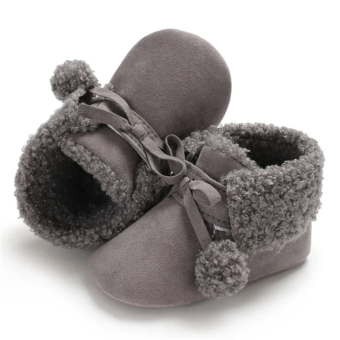Новорожденные зимние обувь детская обувь младенцы теплая обувь детские пинетки мягкая подошва хлопок ботинки для маленького мальчика мех