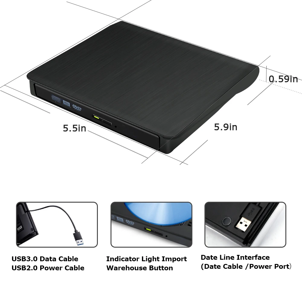 نحى المواد الخارجية CD محرك USB 3.0 المحمولة CD/DVD +/-RW محرك سليم DVD/CD ROM إعادة كاتب الموقد مرن محركات الأقراص الضوئية نحى المواد الخارجية CD محرك USB 3.0 المحمولة CD/DVD +/-RW محرك سليم DVD/CD ROM إعادة كاتب الموقد مرن محركات الأقراص الضوئية