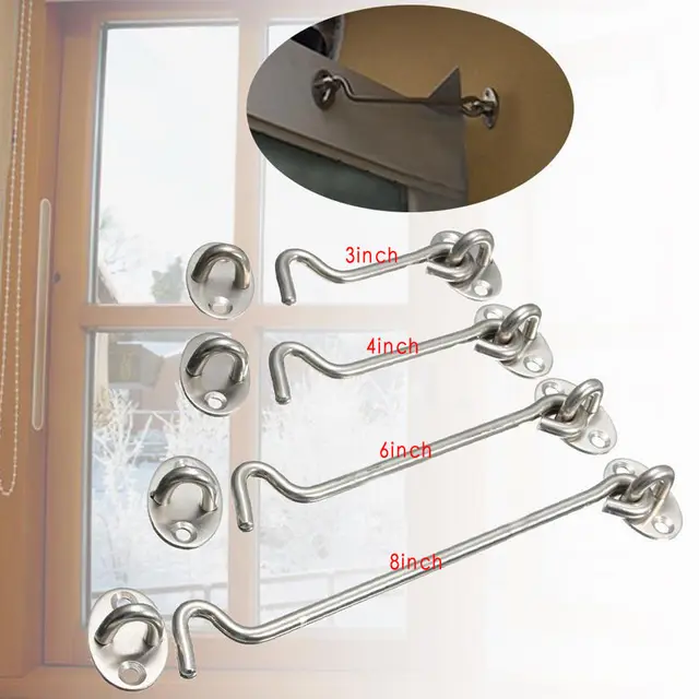 3/4/6/8 Inch Stainless Steel Window Hooks Cabin Hook And Eye Latch Lock
