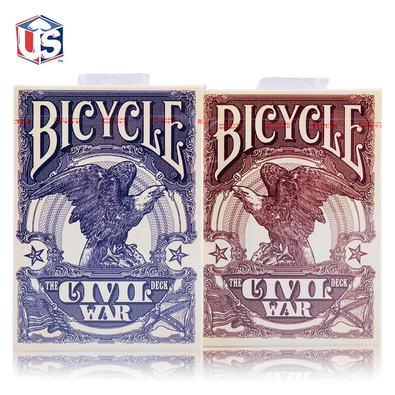 Koop Fiets Burgeroorlog Union Confederate Bruin Blauw Speelkaarten Dek Poker Size Collectable Kaarten Goocheltrucs Props voor Migician