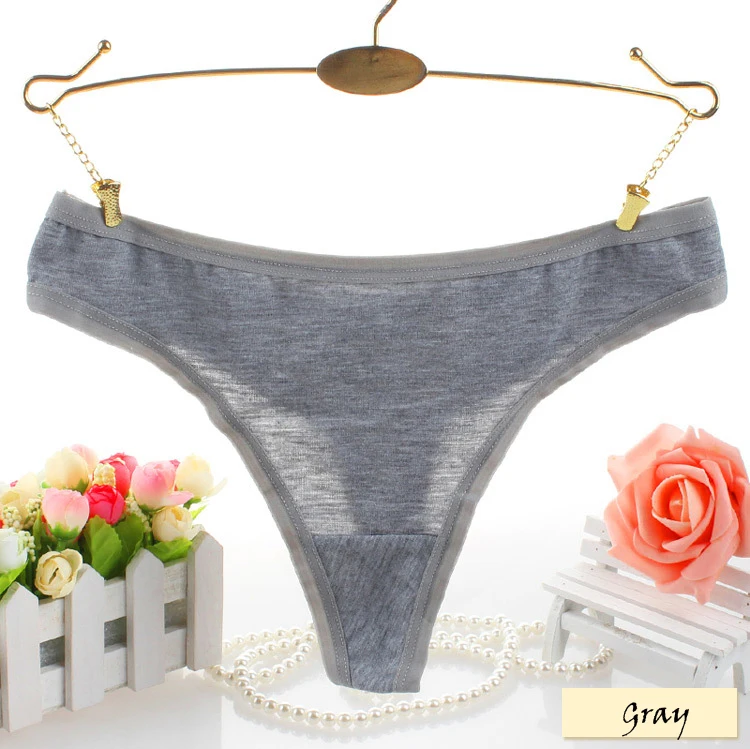 Plus Size Women Cotton Sexy G String Fashion Solid Panties Women's Thongs Briefs Low Waist Underwear (14)