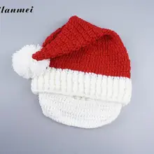 Рождественский парик Санты набор для бороды осень-зима унисекс ручной работы вязаная шапка шерсть длинный хвост Рождественский подарок для женщин мужчин и взрослых