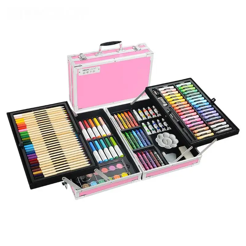 

Fashion 132 Pcs Art set Drawing Painting Set for Children Kids Water Color Crayon Oil Pastel Art Tools with Aluminum Alloy Case