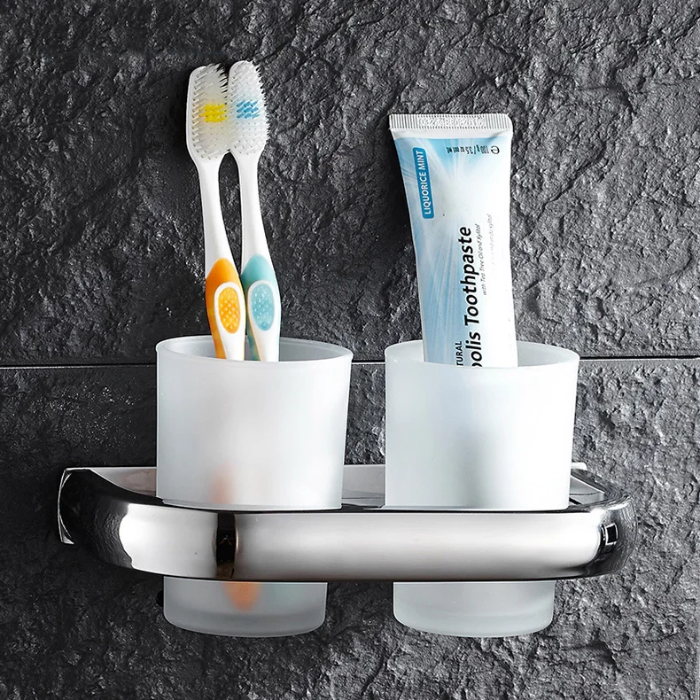 Аксессуары для ванной комнаты керамическая чашка/тусклый полированный стеклянный подстаканник двойной хромированный подстаканник держатель зубной щетки стеклянный подстаканник