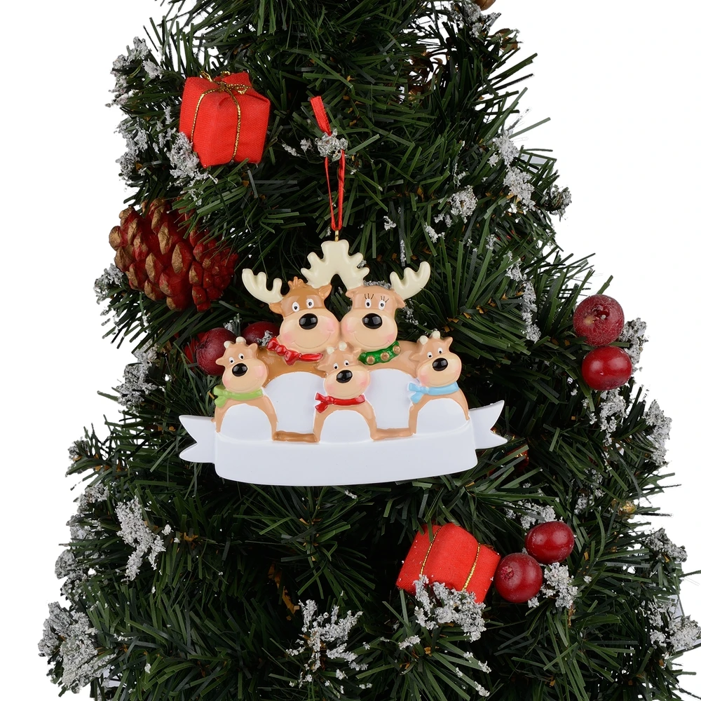 Семья оленей из 5 смолы Висячие персонализированные рождественские украшения, как для праздника или нового года подарки или украшения дома