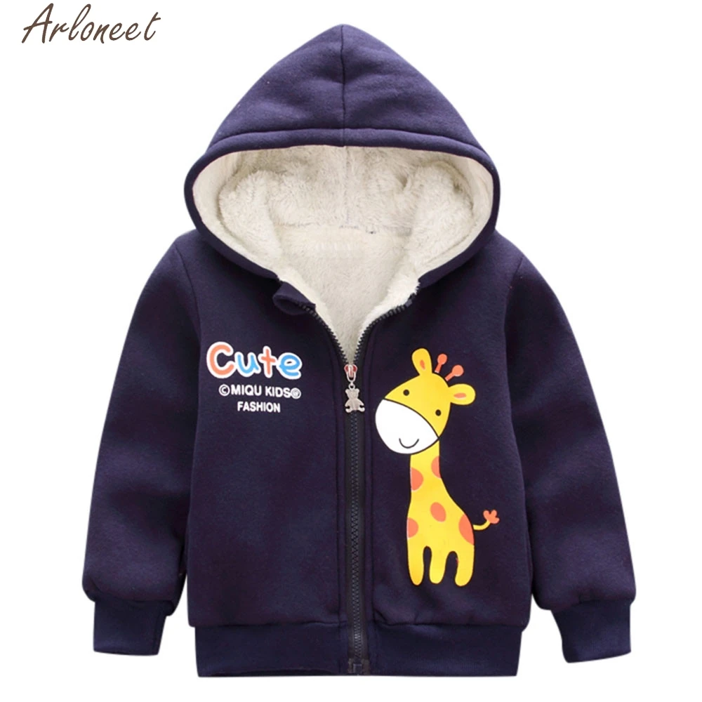ARLONEET/Детская куртка для маленьких мальчиков и девочек с рисунком жирафа, толстая теплая куртка для малышей jas, зимняя куртка для малышей
