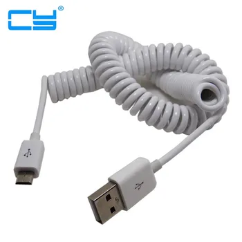 

2.5m Spring Coiled USB 2.0 Male to Micro USB 5 Pin Data Sync Charger Stretch Cable for Samsung HTC LG Phones
