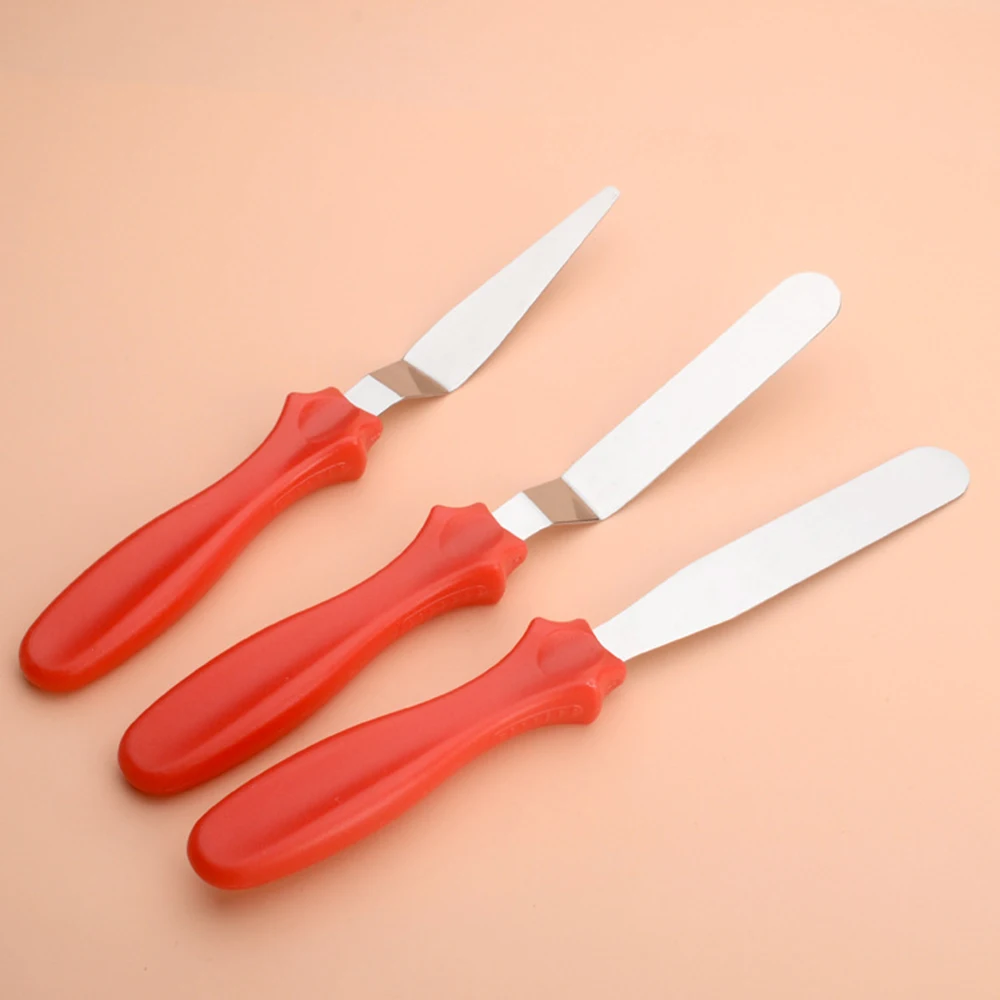 3 Pcs/set Stainless Steel Butter Cake Cream Knife Spatula for Cake Smoother Icing Frosting Spreader Fondant Pastry Cake