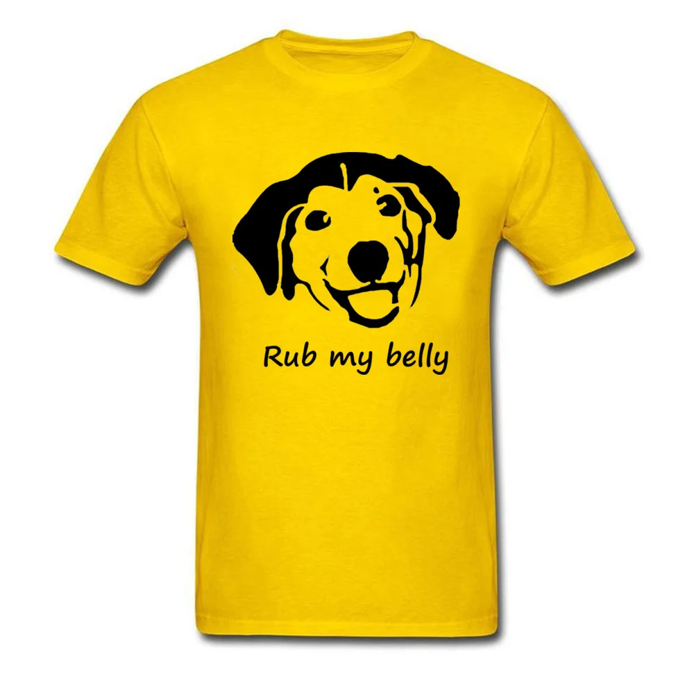 Rub my belly Top T-shirts Short Sleeve Design Dominant Men's Summer Autumn Tops Shirt Design Tee Shirts Round Neck 100% Cotton Rub my belly yellow