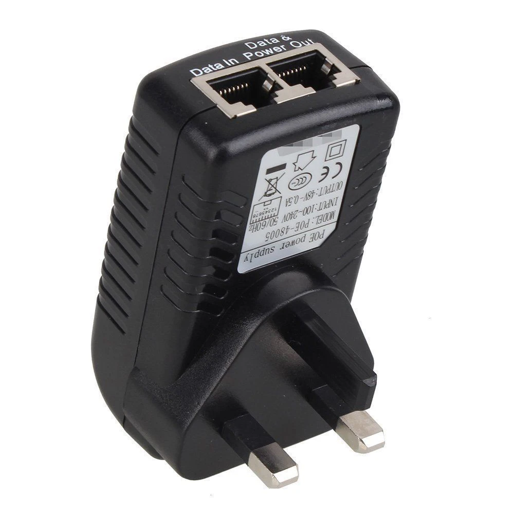 SOONHUA Portable POE Power Adapter 48V 0.5A 24W POE Injector Wall Charger Smart Short Circuit With UK Plug For IP Phones Cameras