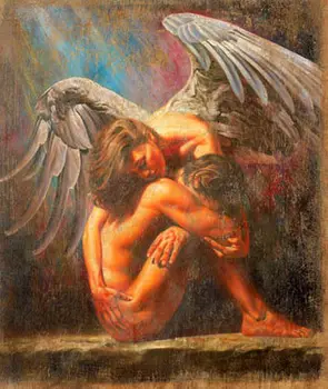 

Handpainted Oil painting portraits young angel lovers no framed free shipping