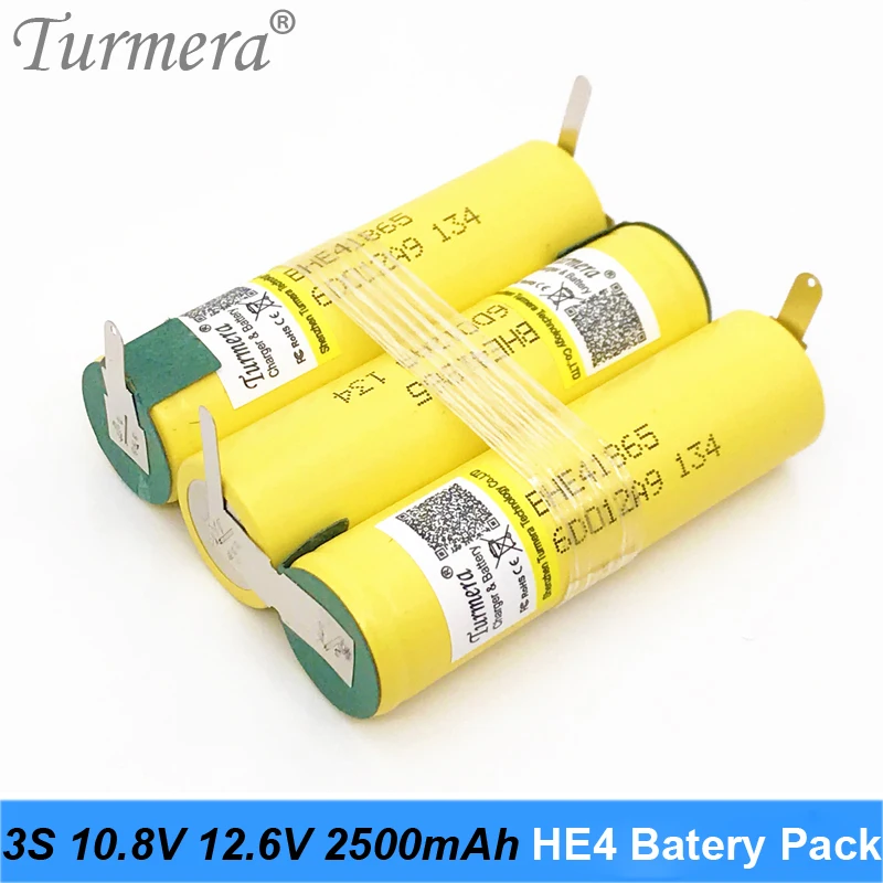 Turmera 3s 12.6v 4s 16.8v battery 18650 battery pack 16.8v 14.4v 20a power 18650 for lg he4 2500mah battery for screwdriver tool battery customized 06