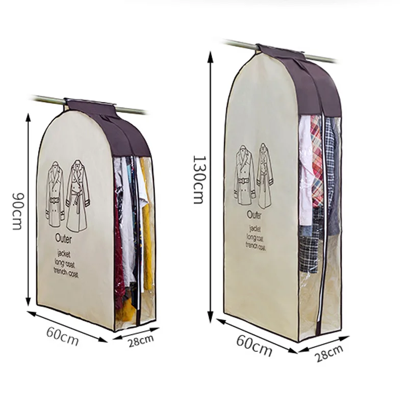 

Household Non-woven Fabric Hanging Dust-proof Clothes Storage Boxes With Cover Suit Dress Soft Storage Garment Organizer Bags