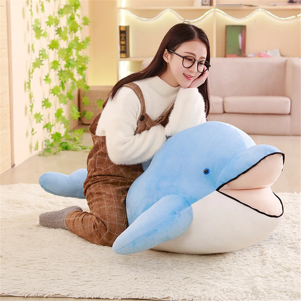 Fancytrader Giant Soft Dolphin Plush Toy Big Soft Stuffed Dolphin Animals Pillow Doll Baby Gift 120cm/100cm/80cm