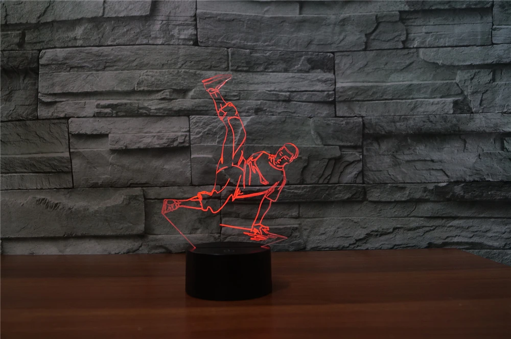Хип хоп танцор 3D свет Иллюзия 3d лампа breakdancing Томас светодиодный 7 видов цветов