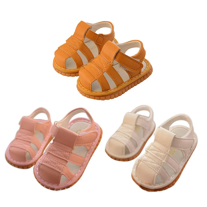 

Summer Baby Girls Breathable Anti-Slip Squeaky Shoes Sandals Toddler Soft Soled First Walkers for Kids