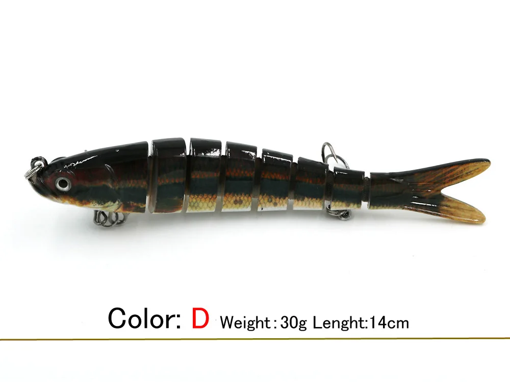 Воблеры для рыбалки, Реалистичная рыболовная приманка, 8 сегментов, плавающая приманка, жесткая приманка, медленная 30 г, 14 см, с 6# рыболовными крючками, рыболовные снасти