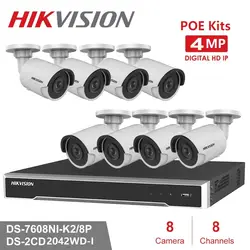 8 каналов Hikvision POE NVR комплекты видеонаблюдения с 4MP ip-камерой Netwerk безопасности ночного видения CCTV системы безопасности наборы