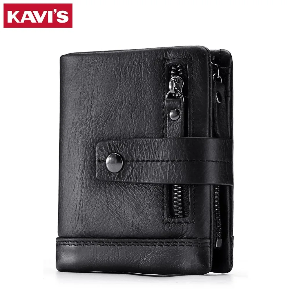 

KAVIS Genuine Leather Wallet Men Small Portomonee Vallet PORTFOLIO Male Coin Purse With Pockets Slim Mini for Fashion Rfid Walet