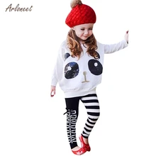 ARLONEET/детская одежда для девочек, зима, штаны в полоску с блестками и пандой, комплект из 2 предметов, одежда для маленьких девочек, зимняя одежда, размеры 3, 7 лет