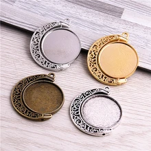 Lot de 10 pendentifs en métal, 4 couleurs, 25mm, mélange de métaux, Rotation de lune ronde, Double face, Cabochon, pour collier, D7009