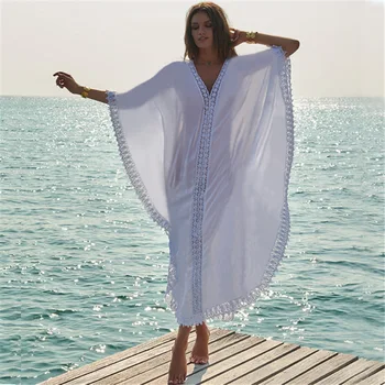 

Bikini Cover Up Beach Tunic Wear Sarongs For Women Woman Summer Tunics On The Lace Loose Big Yards Outside Dress Upper Garment
