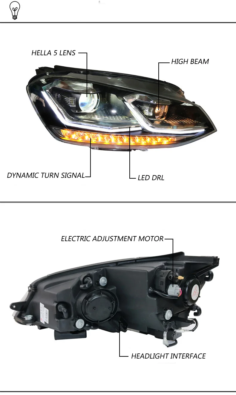 Тюнинг автомобилей чехол для Volkswagen VW Golf7 MK7 фары Гольф 7 фары светодиодный бар DRL Q5 би ксенон объектива h7 xenon