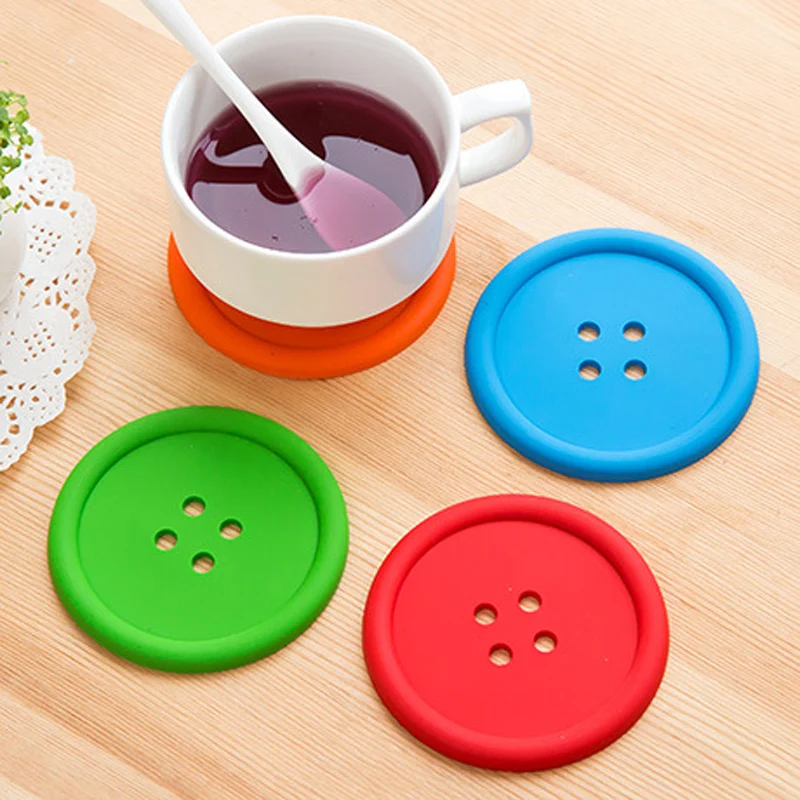 Silicone Cup Mats Round Button Shaped Non Slip Insulated Placemats cup mat dining table Coffee