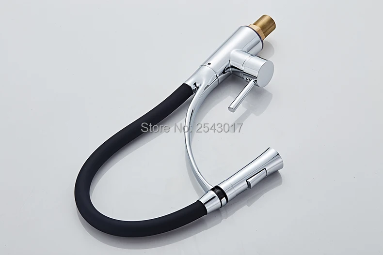 Kitchen Faucet Pull Down Design Black Rubber Chrome Mixer Faucet for Kitchen Single Handle Kitchen Taps Mixer Hot And Cold ZR668