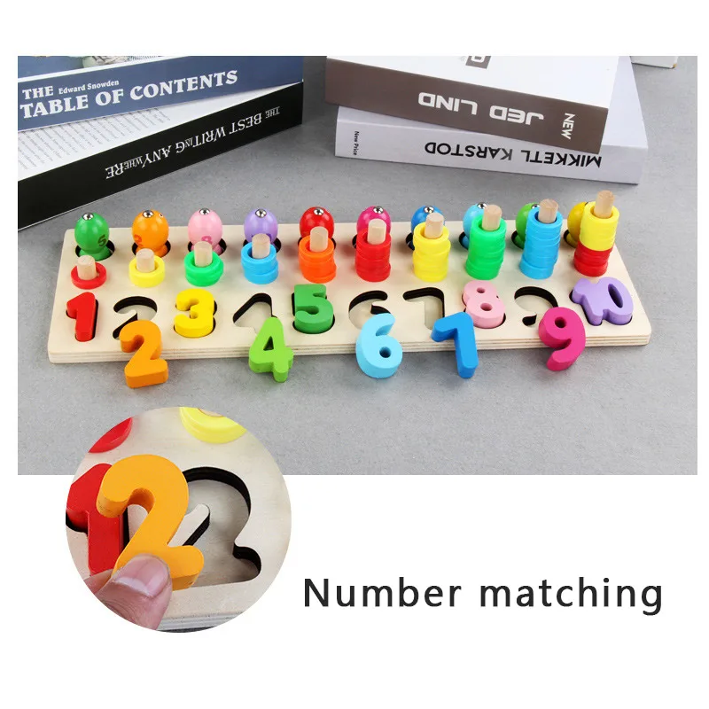 Wooden Montessori Materials Learning To Count Numbers Matching Digital Shape Match Early Education Teaching Math Toys