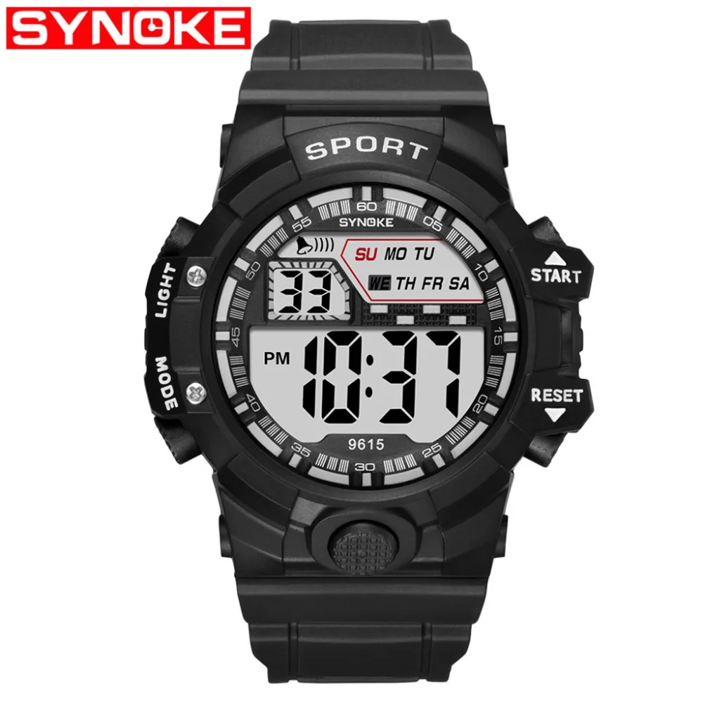SYNOKE мужские спортивные уличные часы модные трендовые анти-осенние большой экран многофункциональные светящиеся электронные часы relogio masculino A40