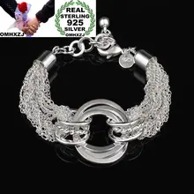 OMHXZJ, индивидуальный Модный женский подарок, серебряные круглые тонкие цепочки, 925 пробы, серебряный браслет+ ожерелье, ювелирный набор SE53