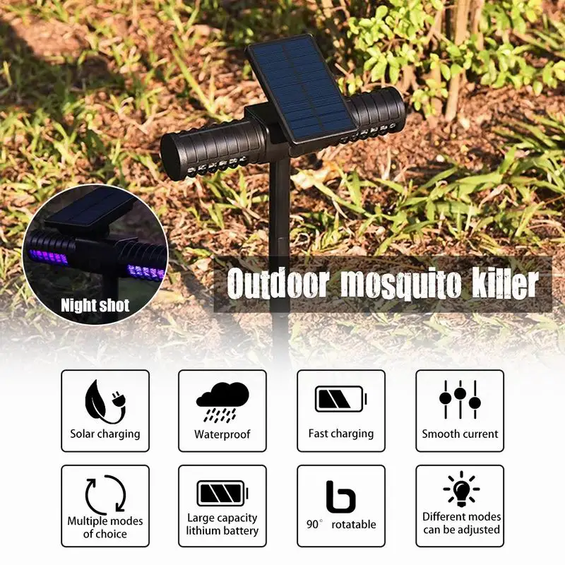 Солнечный свет убийца комаров USB комаров IP65 насекомых, ловушки Светодиодный УФ-лампы мухобойка вредителей Управление Отпугиватель для