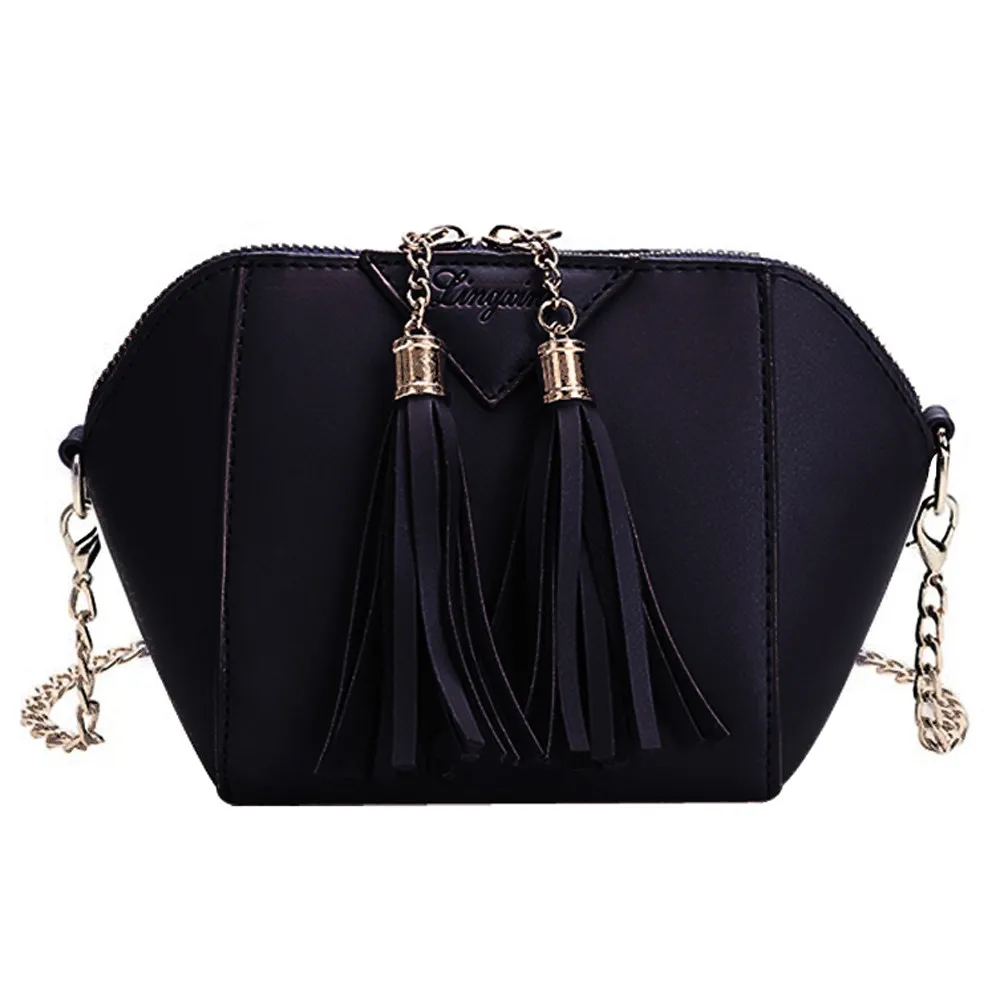 Горячие женские сумки сумка кожаная женская мода кисточкой bolsa feminina мягкий клатч твердые сумки с верхней ручкой женские подарки#25 - Цвет: Black