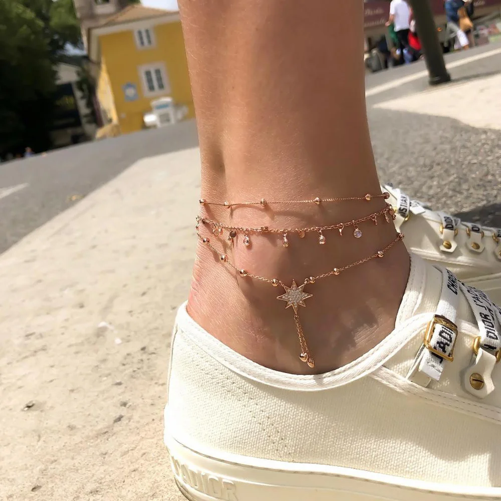 Bohemia Multilayer Crystal Anklet Set Fashion Sequins Star Ankle Bracelets for Women Summer Beach Foot Jewelry Leg Chain Anklets Bohemia Multilayer Crystal Anklet Set Fashion Sequins Star Ankle Bracelets for Women Summer Beach Foot Jewelry Leg Chain Anklets